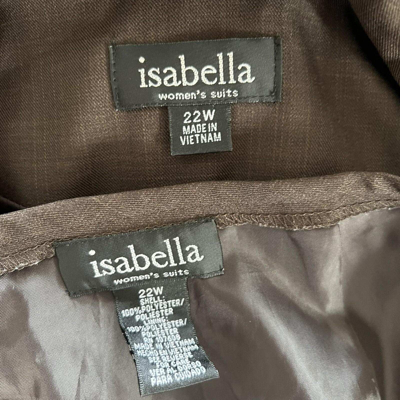 10-3670.jpg Isabella Polyester Brown Skirt Suit Size 22W Lined Notch Collar Ruffle 2 Piece