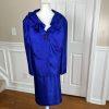 JOHN MEYER 2PC Indigo Polyester Lined Notch Collar Ruffle Skirt Suit Size 24W