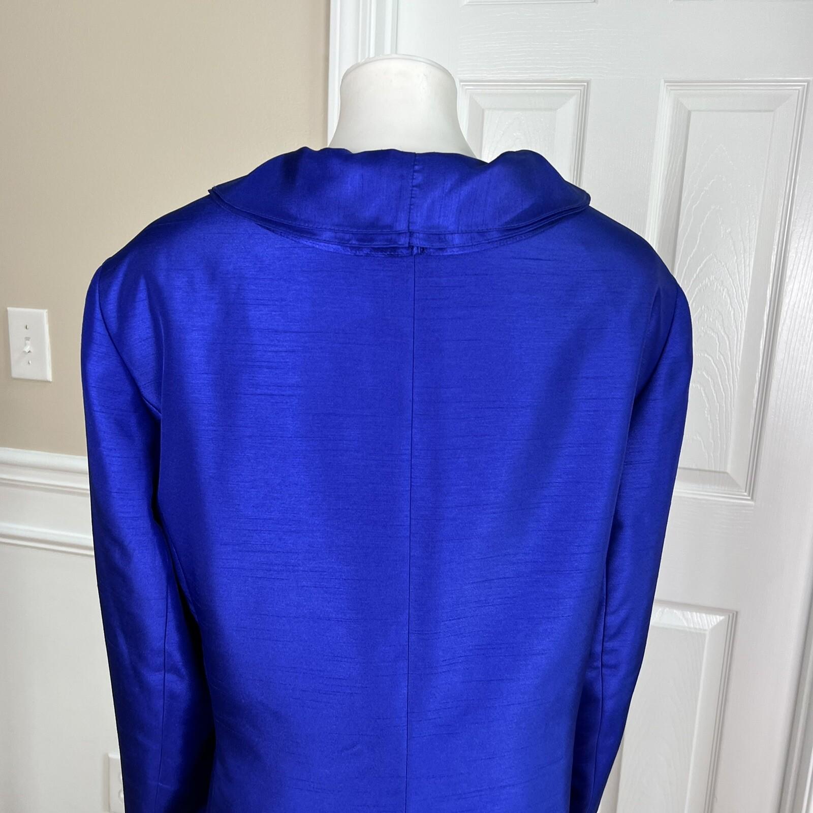 JOHN MEYER 2PC Indigo Polyester Lined Notch Collar Ruffle Skirt Suit Size 24W