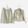 10-3680.jpg Le Suit Polyester Rayon Skirt Suit 10P Beige Floral Notch Collar Classic 2PC