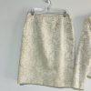 10-3684.jpg Le Suit Polyester Rayon Skirt Suit 10P Beige Floral Notch Collar Classic 2PC