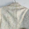 10-3689.jpg Le Suit Polyester Rayon Skirt Suit 10P Beige Floral Notch Collar Classic 2PC
