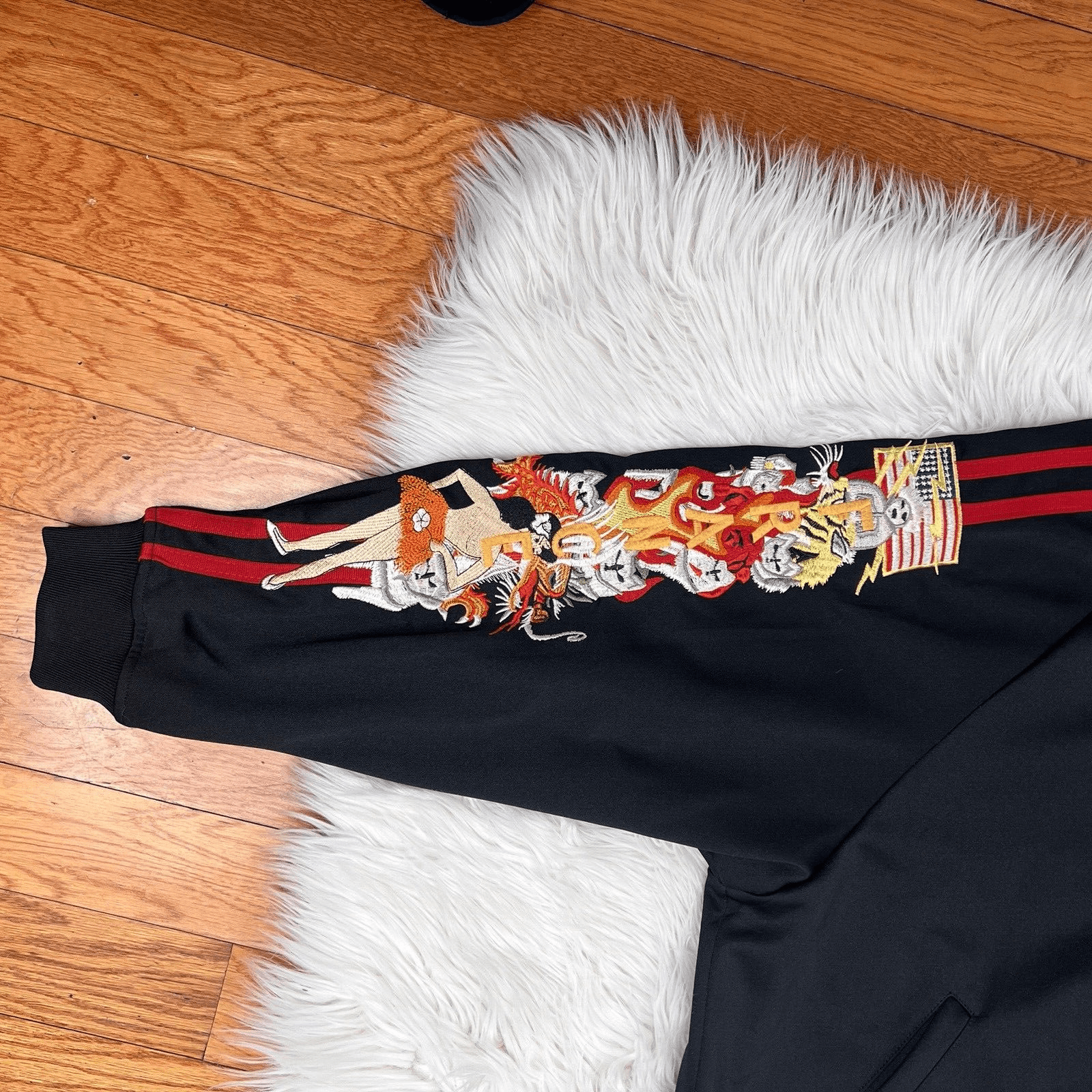 DOUBLET Strangest Comfort Men Black Red Chaos Embroidered Zip Up Track Jacket