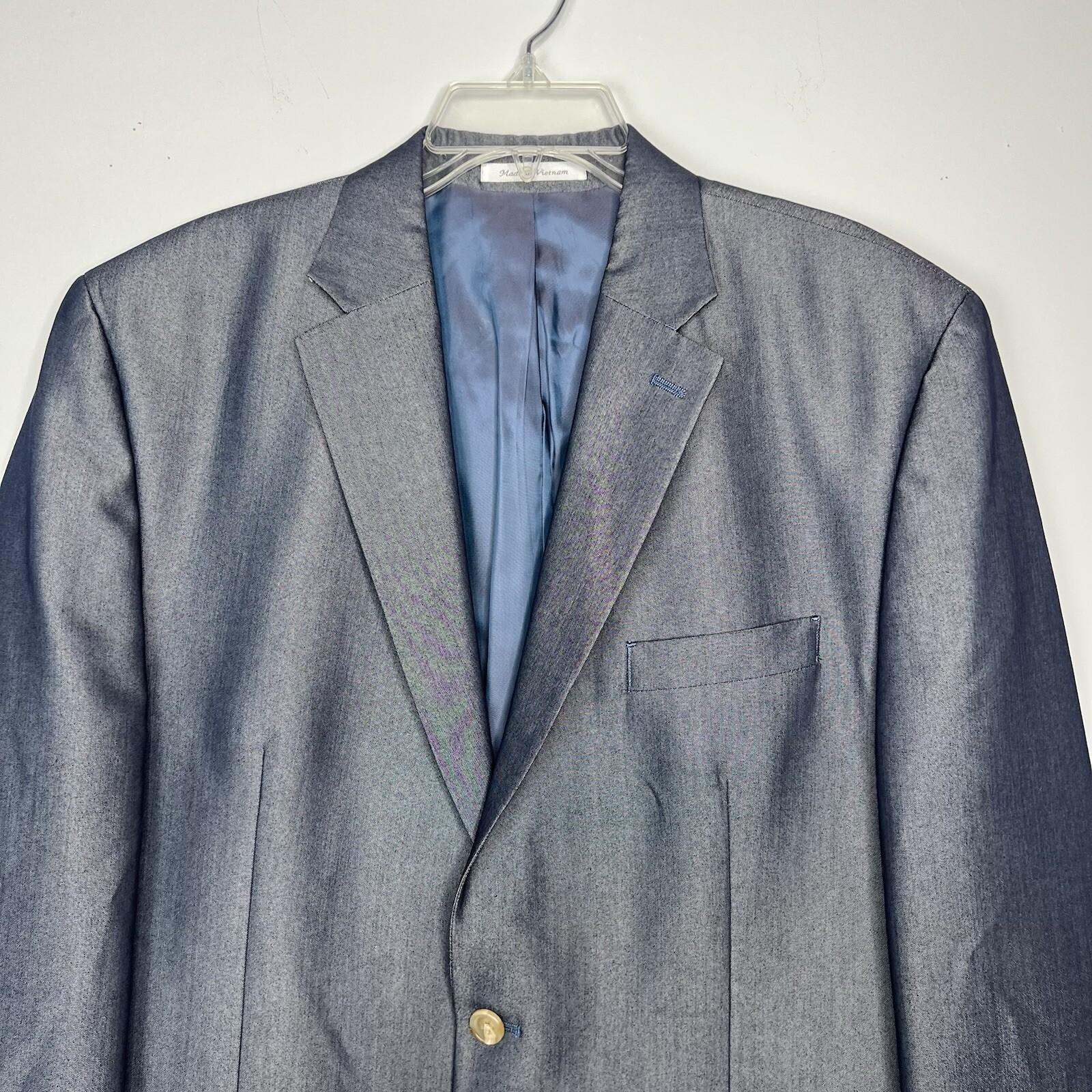 Lauren Ralph Lauren Men Polyester Rayon Blazer Size 44R Blue Chambray Lined