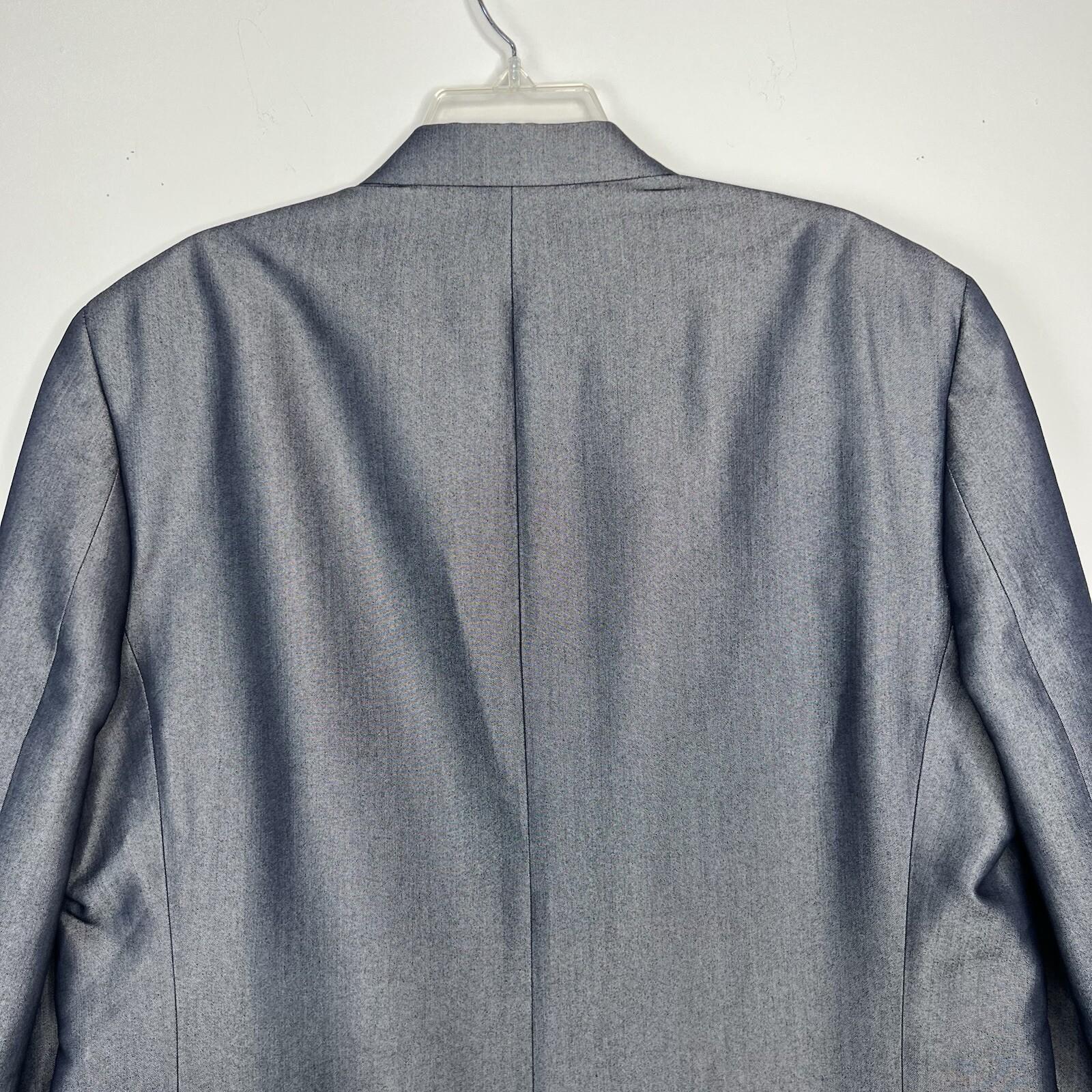 Lauren Ralph Lauren Men Polyester Rayon Blazer Size 44R Blue Chambray Lined