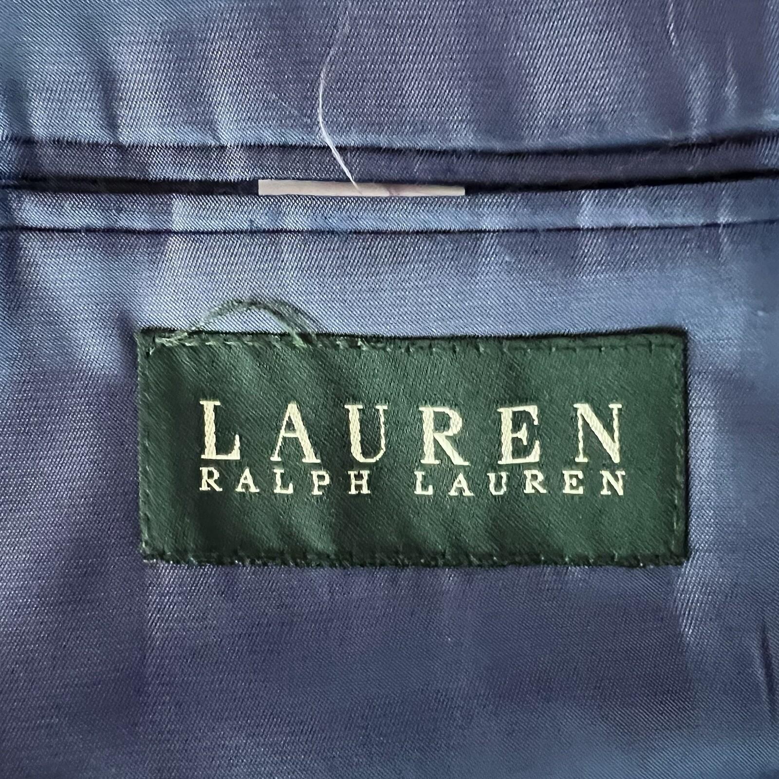 Lauren Ralph Lauren Men Polyester Rayon Blazer Size 44R Blue Chambray Lined