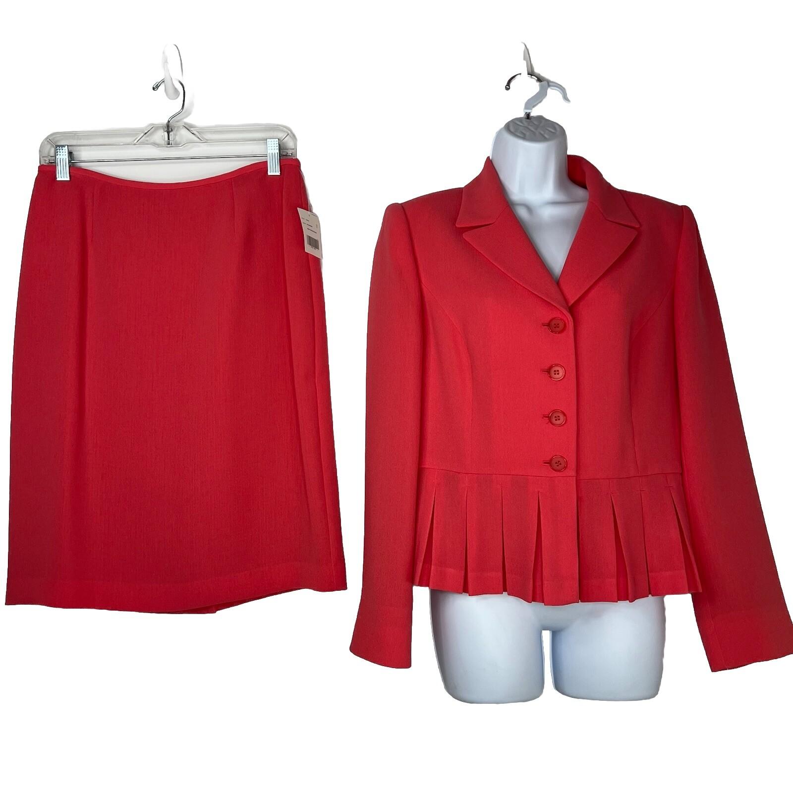 Liz Claiborne Polyester Spandex Skirt Suit 8 Madarin Pleated Cocktail 2PC New