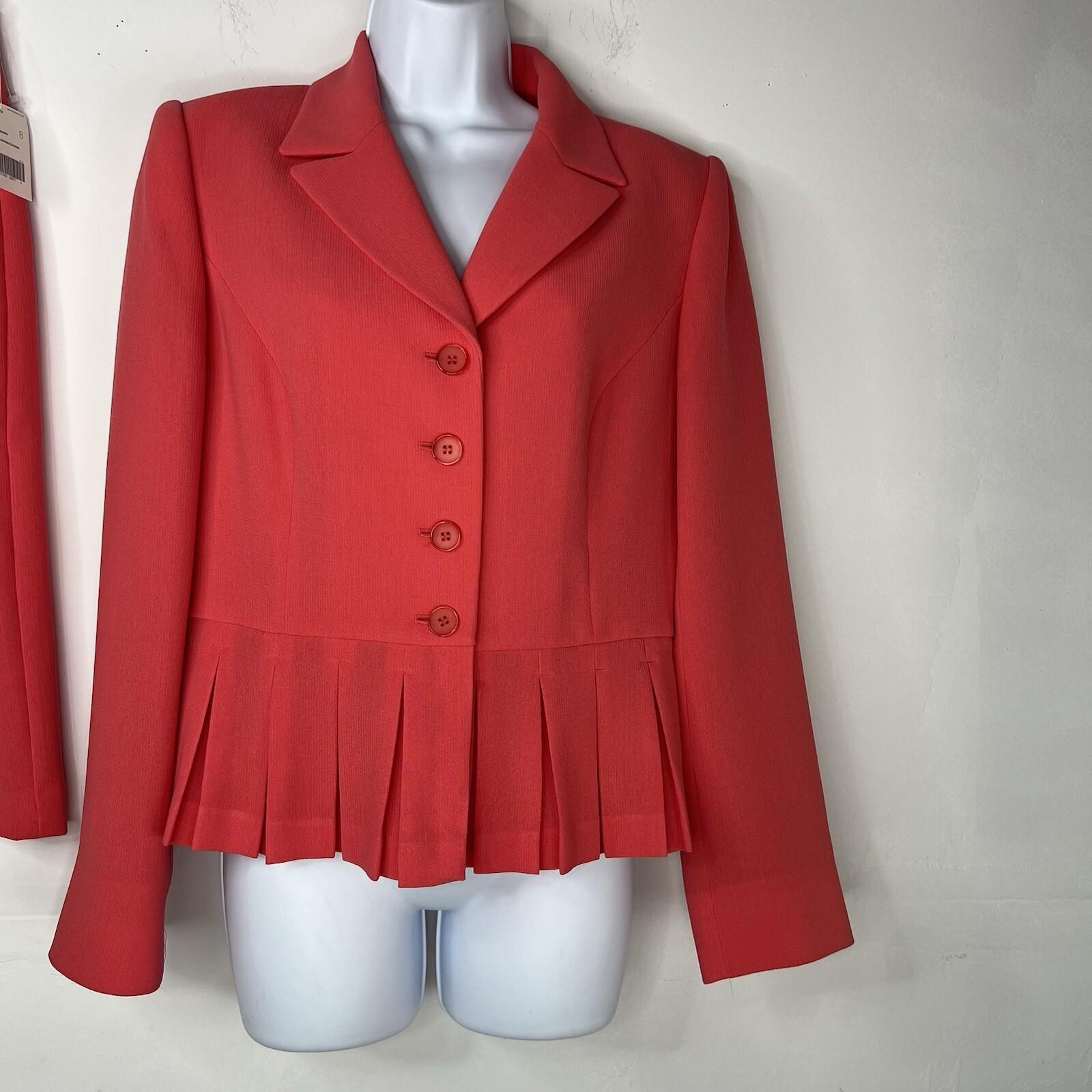 Liz Claiborne Polyester Spandex Skirt Suit 8 Madarin Pleated Cocktail 2PC New