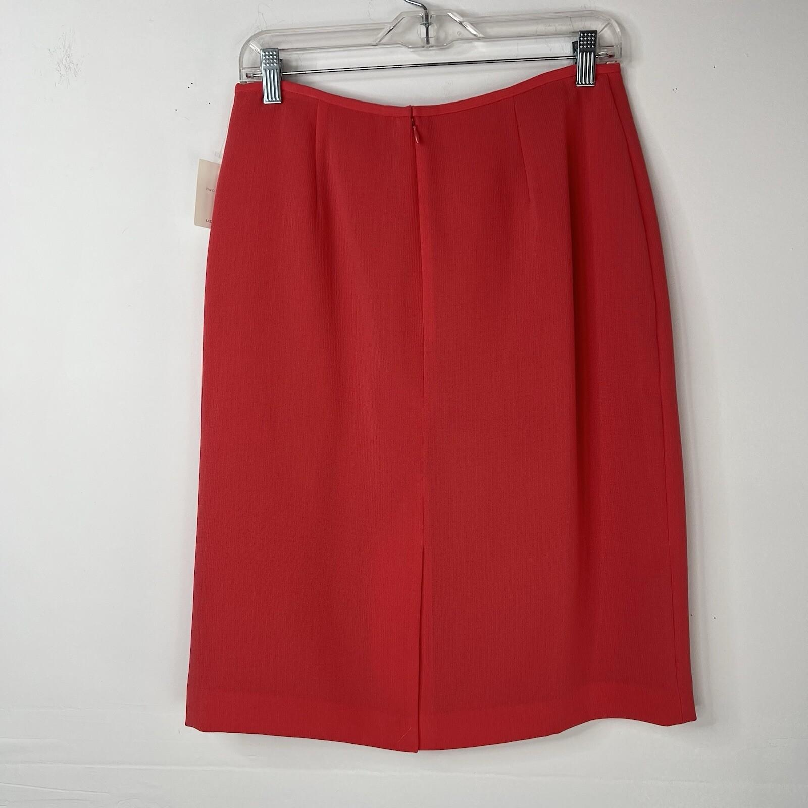 Liz Claiborne Polyester Spandex Skirt Suit 8 Madarin Pleated Cocktail 2PC New