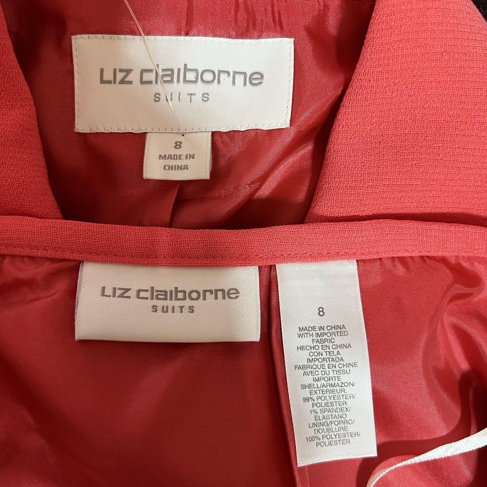 Liz Claiborne Polyester Spandex Skirt Suit 8 Madarin Pleated Cocktail 2PC New