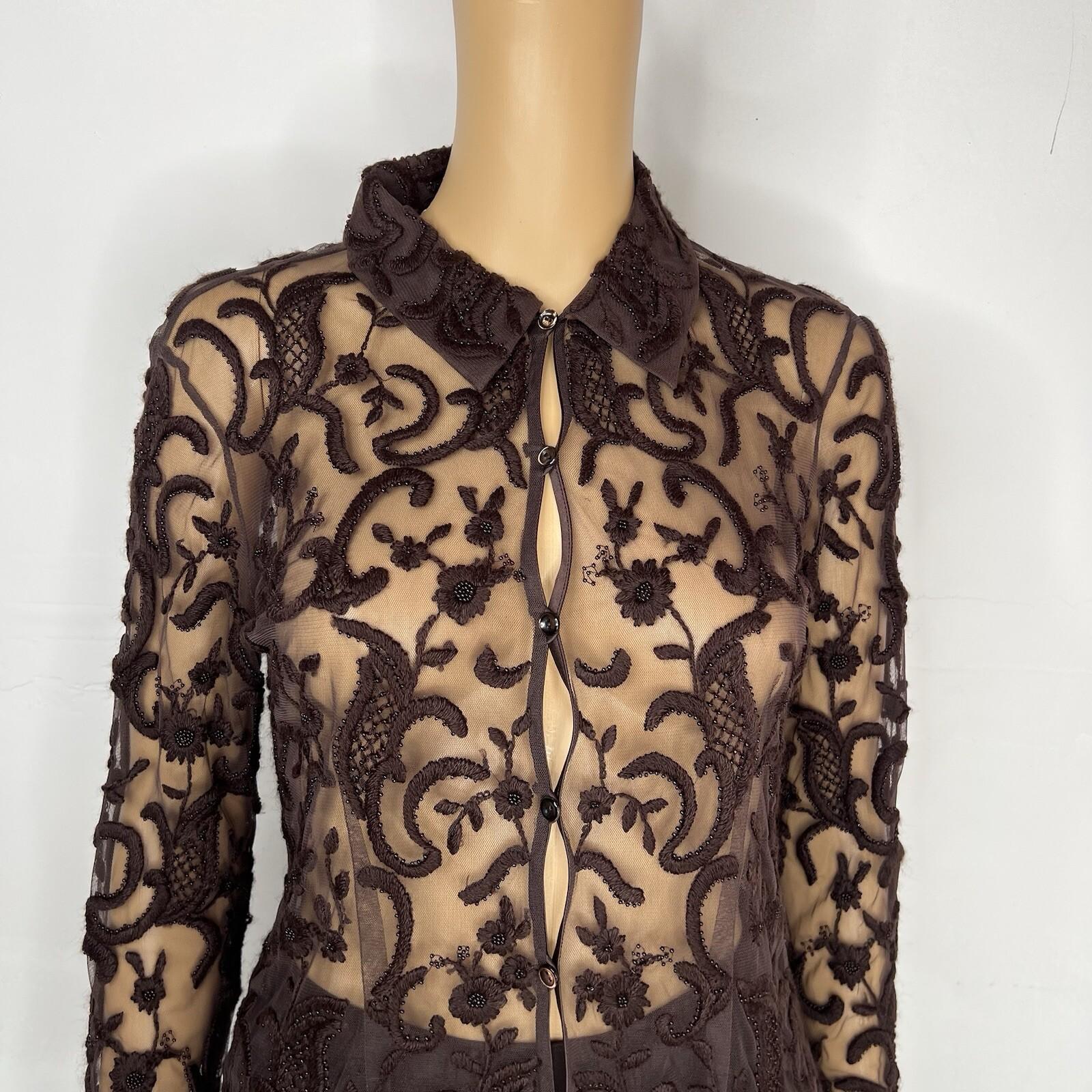 Tahari Lace Tunic Skirt 2 Blouse S Beaded Crocheted Feminin Quiet Luxury 2PC New