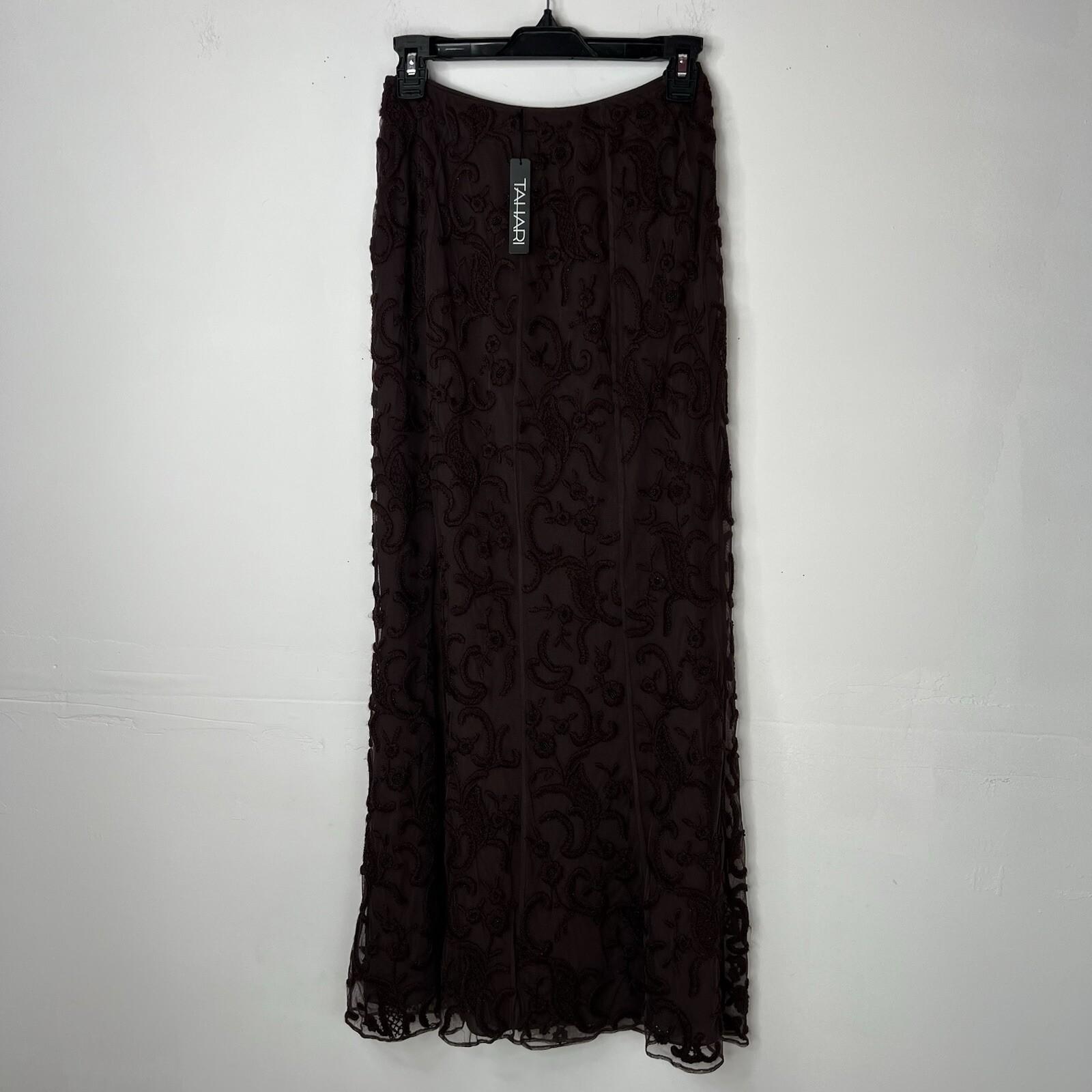 Tahari Lace Tunic Skirt 2 Blouse S Beaded Crocheted Feminin Quiet Luxury 2PC New
