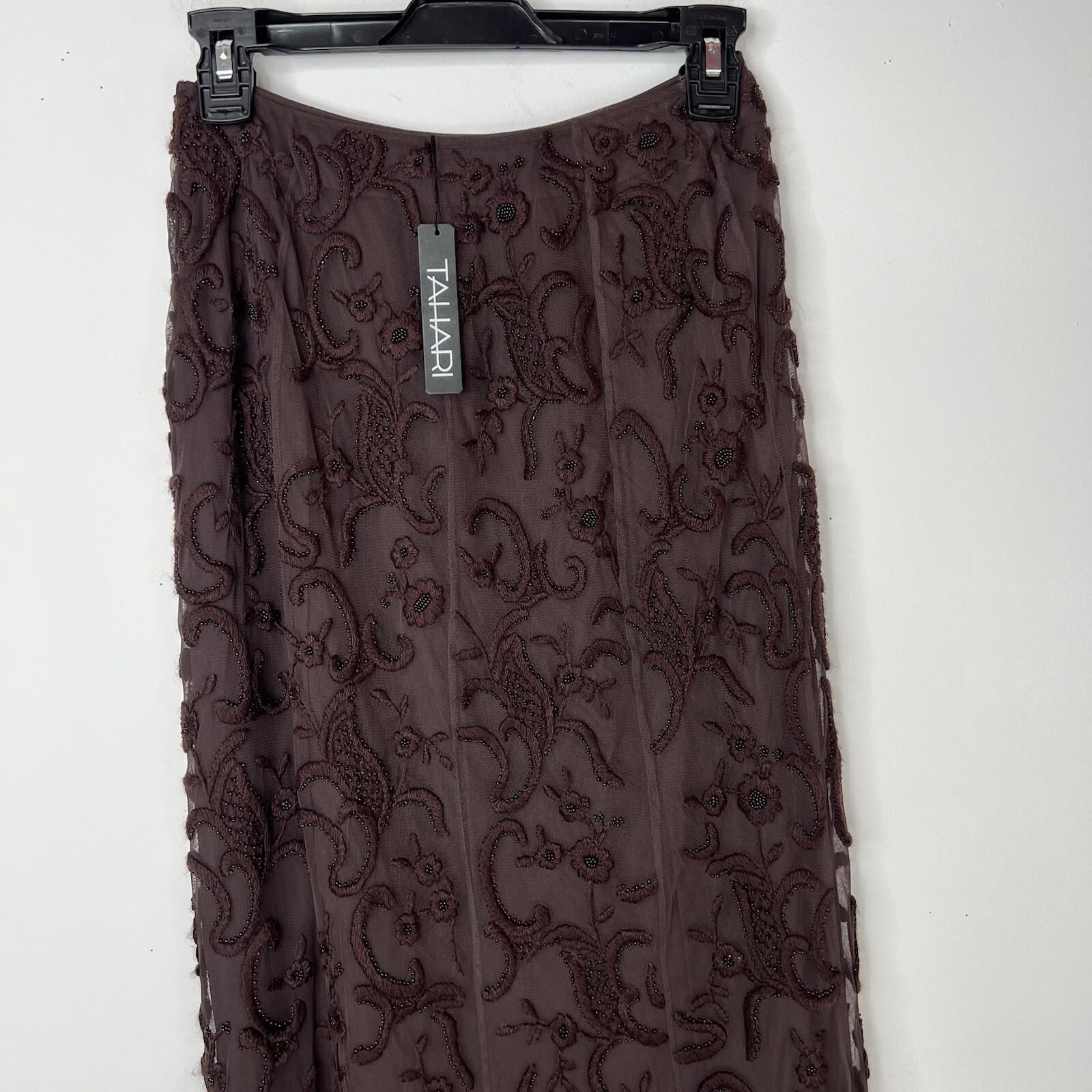 Tahari Lace Tunic Skirt 2 Blouse S Beaded Crocheted Feminin Quiet Luxury 2PC New