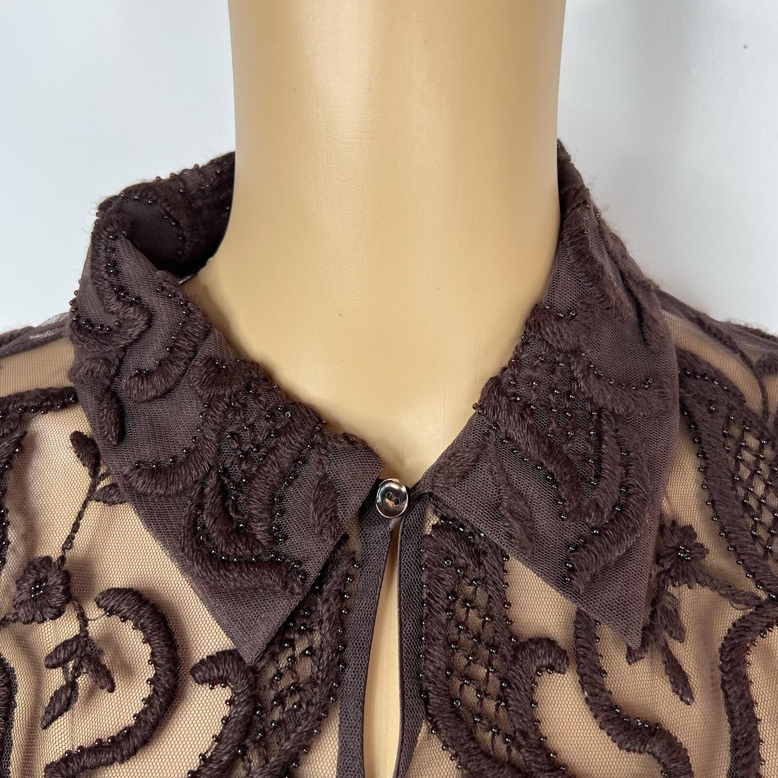 Tahari Lace Tunic Skirt 2 Blouse S Beaded Crocheted Feminin Quiet Luxury 2PC New