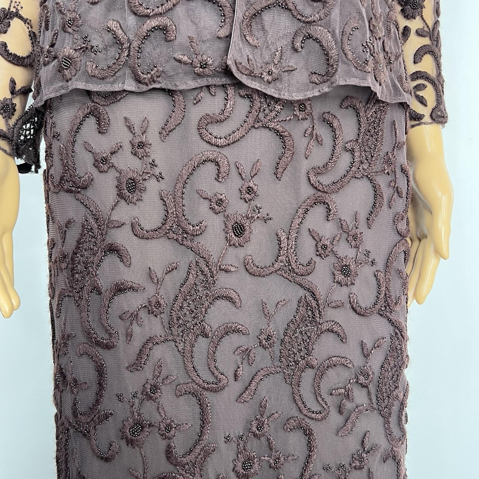 Tahari Lace Tunic Skirt 2 Blouse S Beaded Crocheted Feminin Quiet Luxury 2PC New