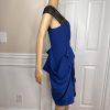 BBG MAXAZRIA Rare Sapphire Blue Beaded Lined High Low Asymmetrical Dress Size 4