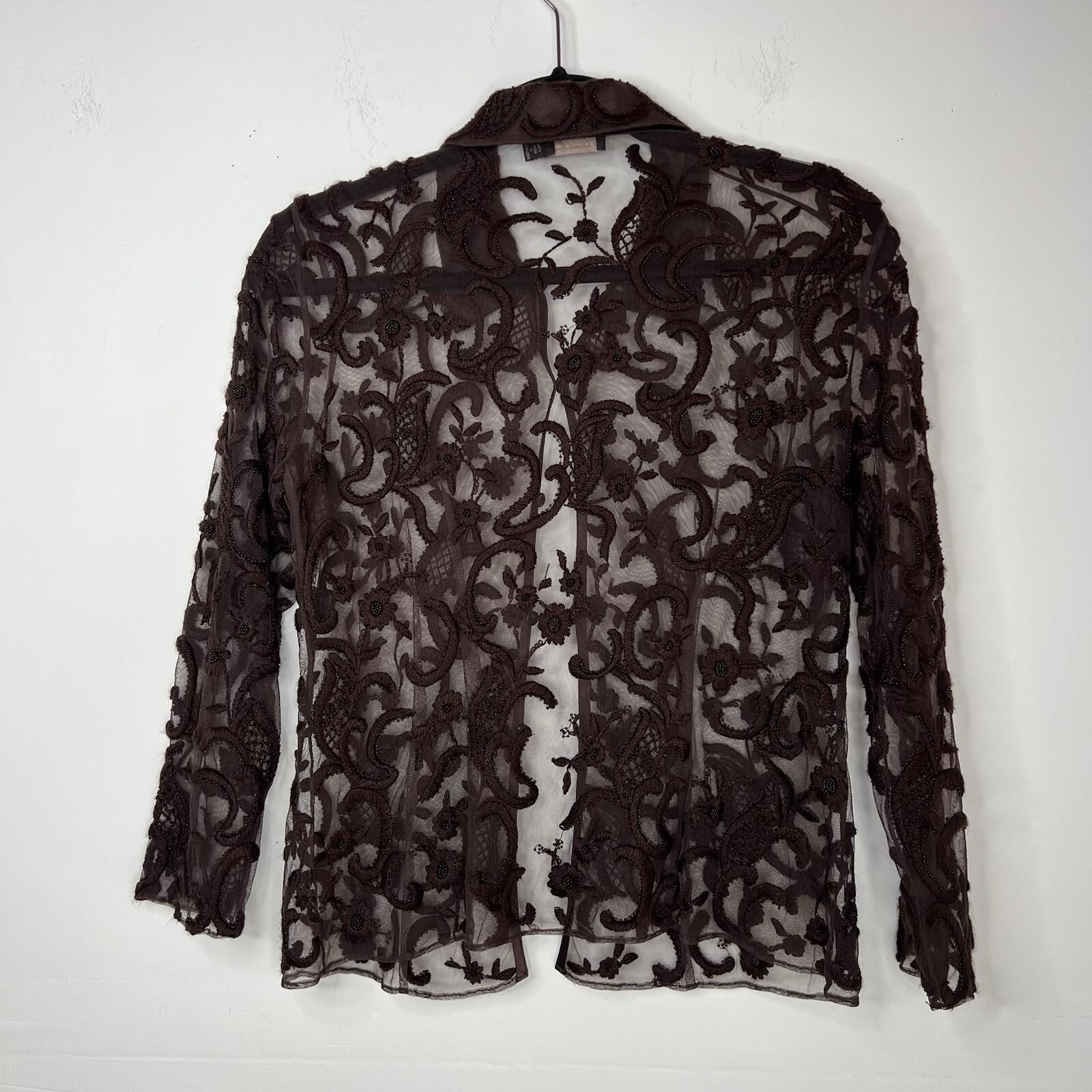 Tahari Lace Tunic Skirt 2 Blouse S Beaded Crocheted Feminin Quiet Luxury 2PC New