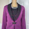 New ASHRO 3PC Black Burgundy Polyester Stretch Asymmetrical Skirt Suit Top SZ 8