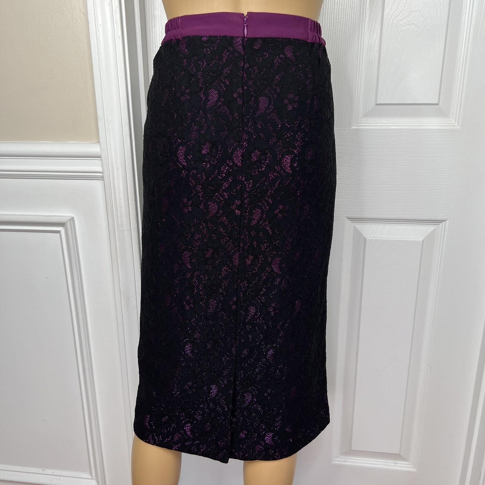 New ASHRO 3PC Black Burgundy Polyester Stretch Asymmetrical Skirt Suit Top SZ 8