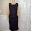 New ASHRO 3PC Black Burgundy Polyester Stretch Asymmetrical Skirt Suit Top SZ 8
