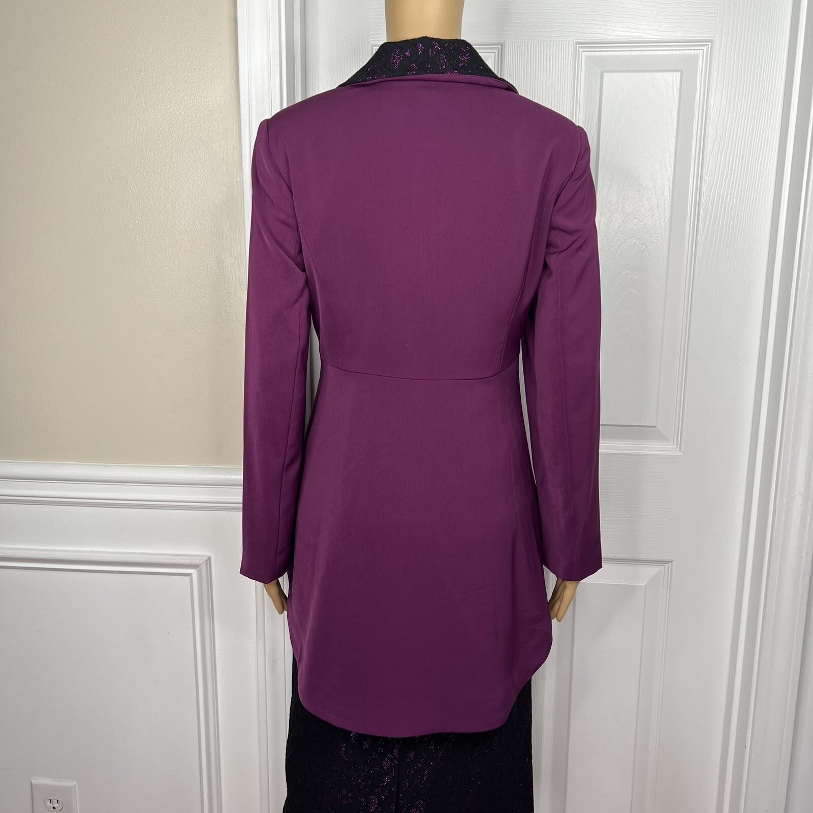New ASHRO 3PC Black Burgundy Polyester Stretch Asymmetrical Skirt Suit Top SZ 8
