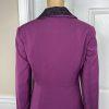 New ASHRO 3PC Black Burgundy Polyester Stretch Asymmetrical Skirt Suit Top SZ 8