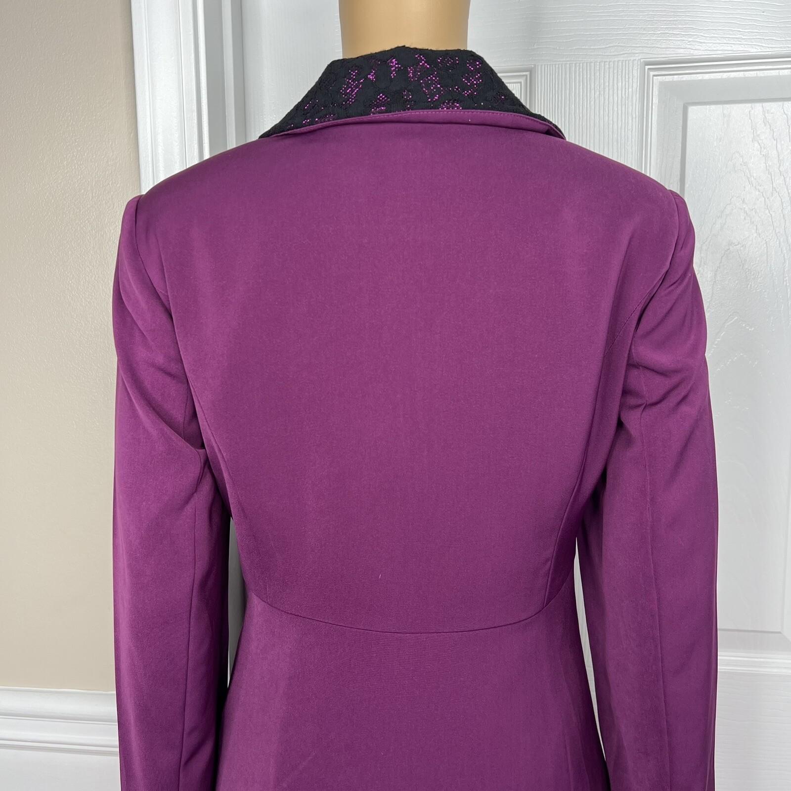 New ASHRO 3PC Black Burgundy Polyester Stretch Asymmetrical Skirt Suit Top SZ 8