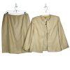 KASPER Polyester Rayon Metallic Skirt Suit Top 12 Gold Shimmer Open Front 3PC
