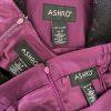 New ASHRO 3PC Black Burgundy Polyester Stretch Asymmetrical Skirt Suit Top SZ 8