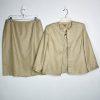 KASPER Polyester Rayon Metallic Skirt Suit Top 12 Gold Shimmer Open Front 3PC