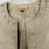 KASPER Polyester Rayon Metallic Skirt Suit Top 12 Gold Shimmer Open Front 3PC