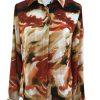 New Milano Women's Multi Color Button Down Long sleeve Blouse Size S