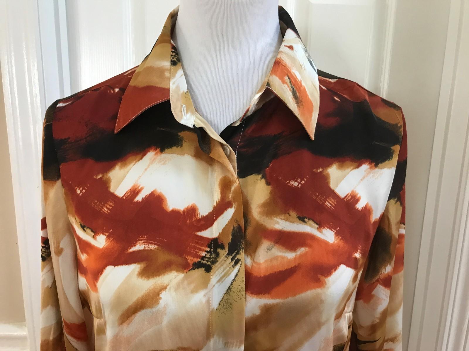 New Milano Women's Multi Color Button Down Long sleeve Blouse Size S