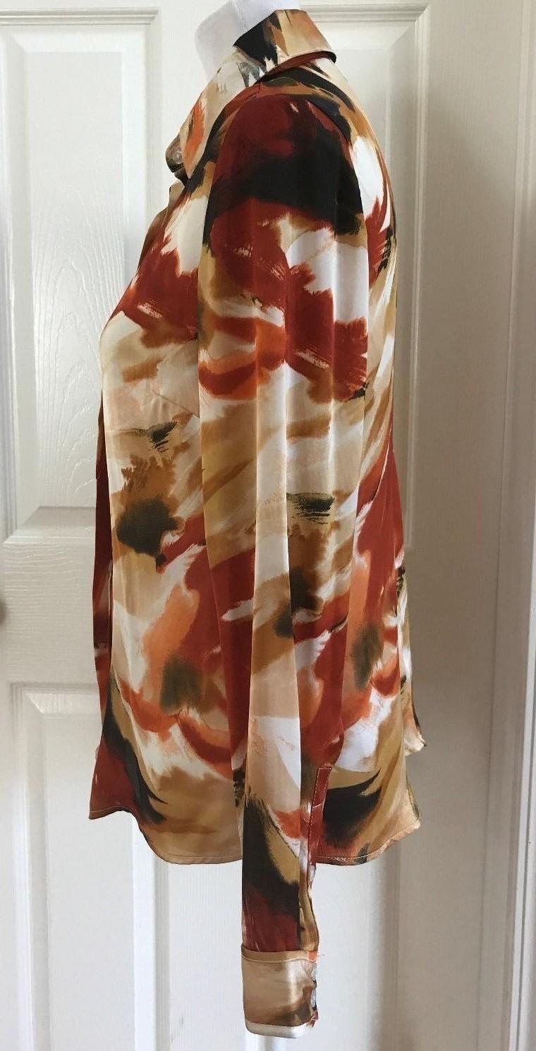 New Milano Women's Multi Color Button Down Long sleeve Blouse Size S