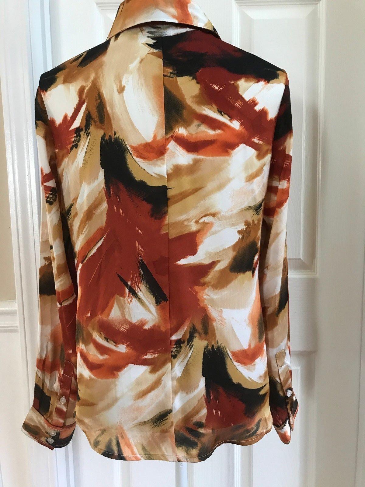 New Milano Women's Multi Color Button Down Long sleeve Blouse Size S