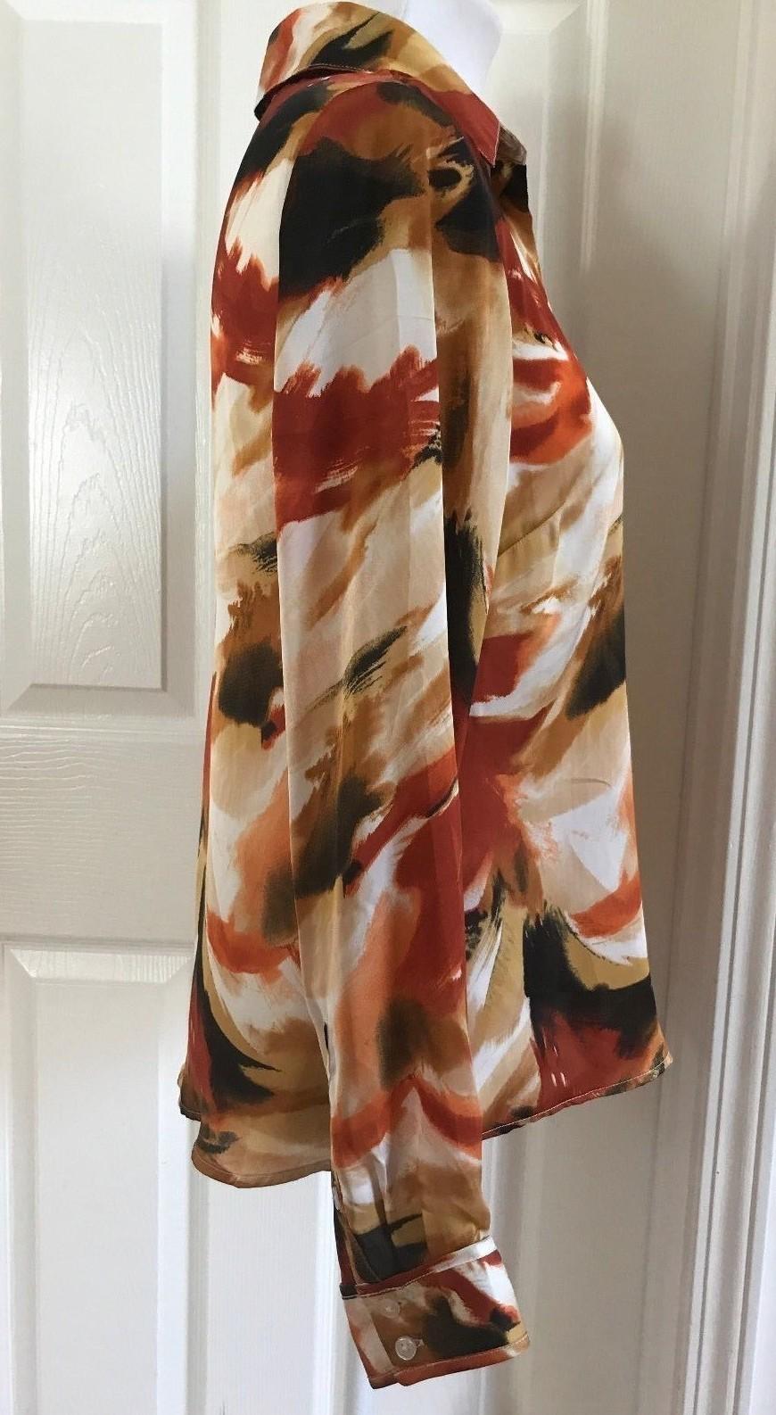New Milano Women's Multi Color Button Down Long sleeve Blouse Size S