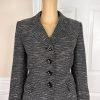 10-3789.jpg Evan Picone Polyester Rayon Skirt Suit Size 8 Black White Lined Faux pockets 2PC
