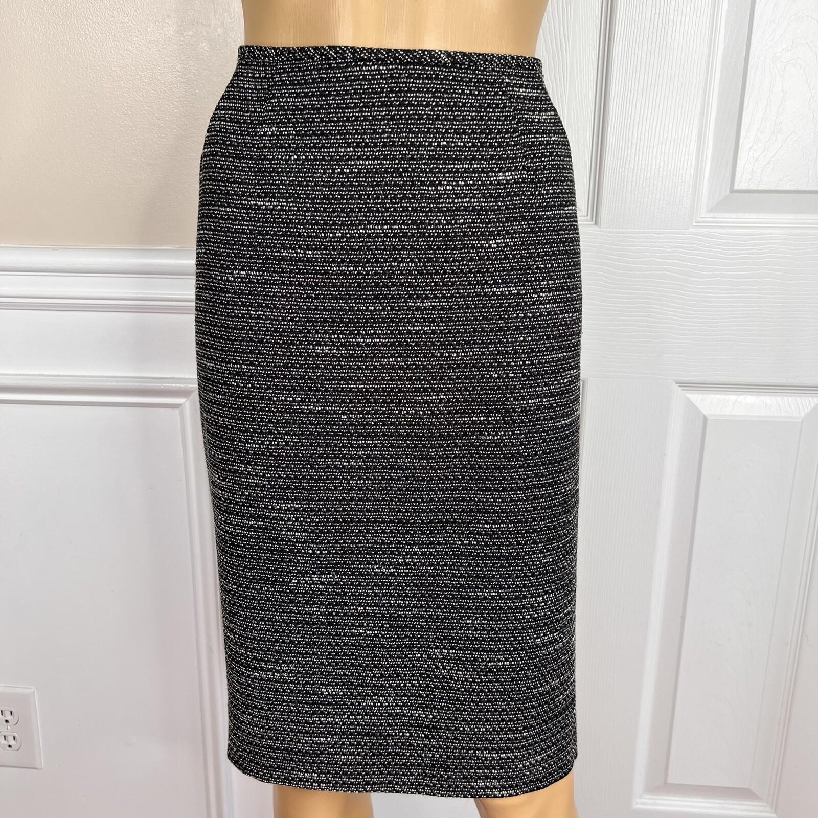 10-3790.jpg Evan Picone Polyester Rayon Skirt Suit Size 8 Black White Lined Faux pockets 2PC
