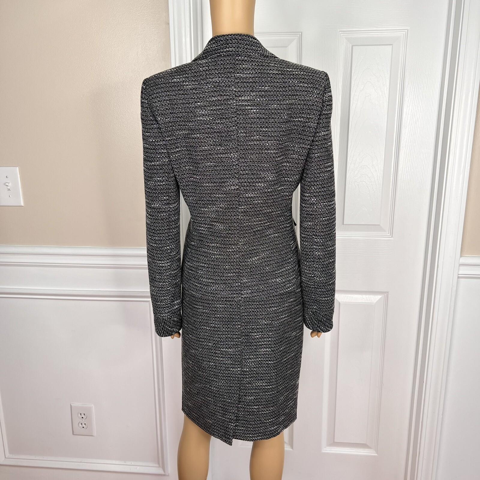 10-3792.jpg Evan Picone Polyester Rayon Skirt Suit Size 8 Black White Lined Faux pockets 2PC