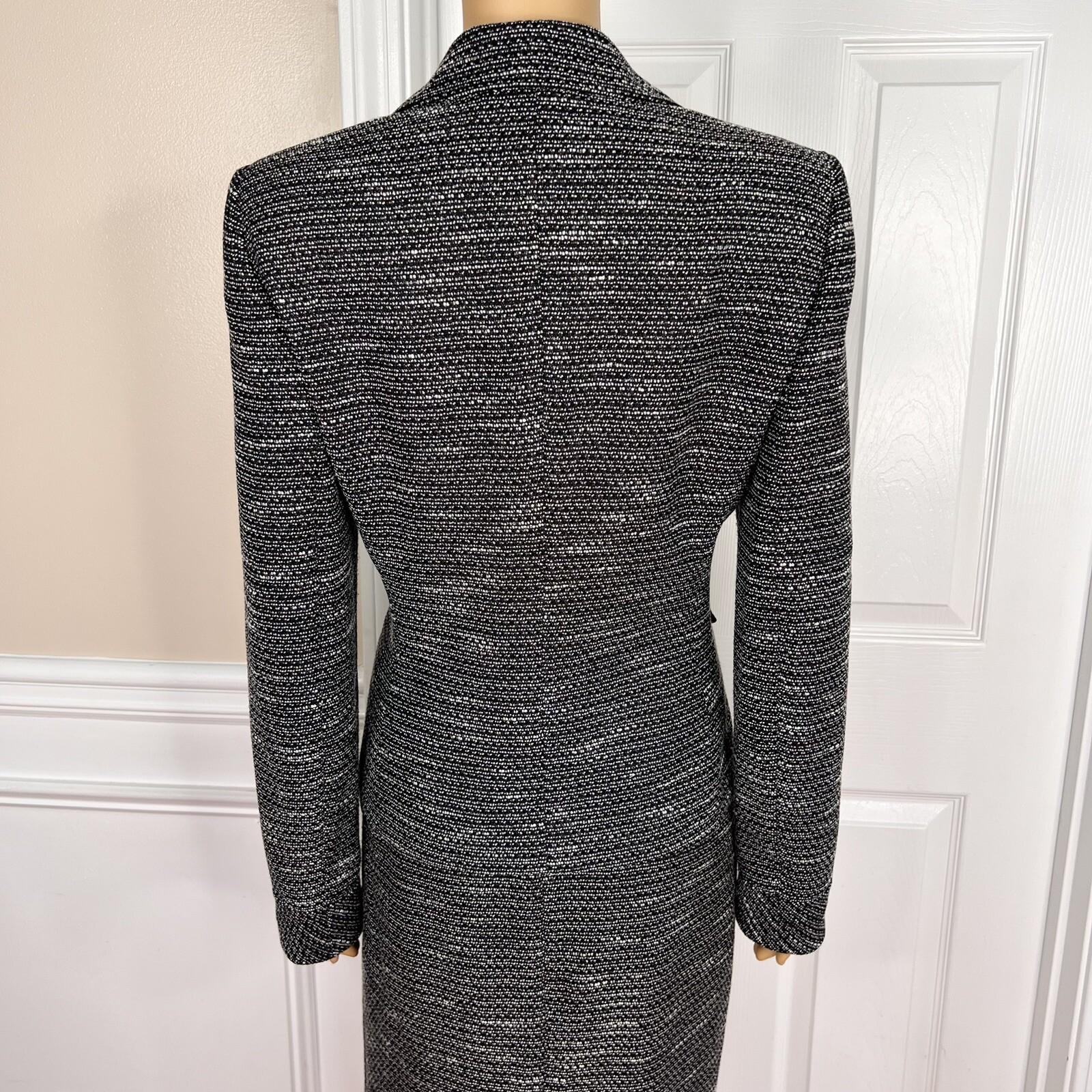 10-3793.jpg Evan Picone Polyester Rayon Skirt Suit Size 8 Black White Lined Faux pockets 2PC