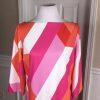 Tahari Polyester Spandex Dress Size 10 Multicolor Striped 3/4 Sleeves Zip