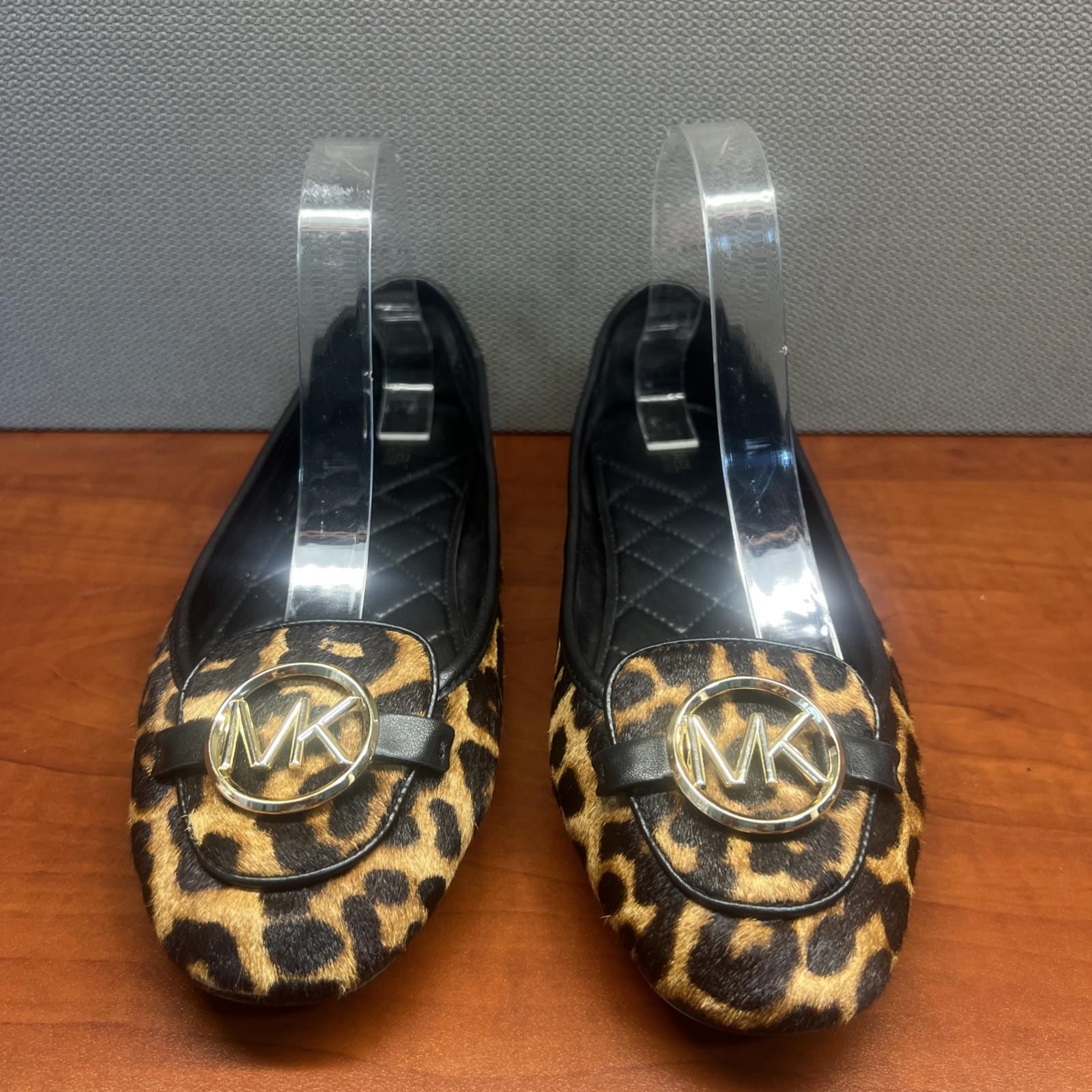 Michael Kors Women Leopard Print Calf Hair Moccassin Size 10M Ballet Flat