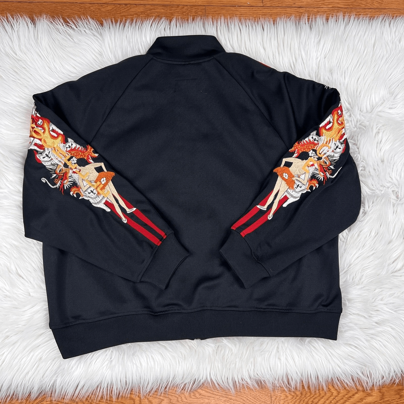 DOUBLET Strangest Comfort Men Black Red Chaos Embroidered Zip Up Track Jacket