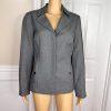 10-3802.jpg EMILY Women 2PC Gray Polyester Lined Notch Collar Slim Fit Pant Suit Size 6