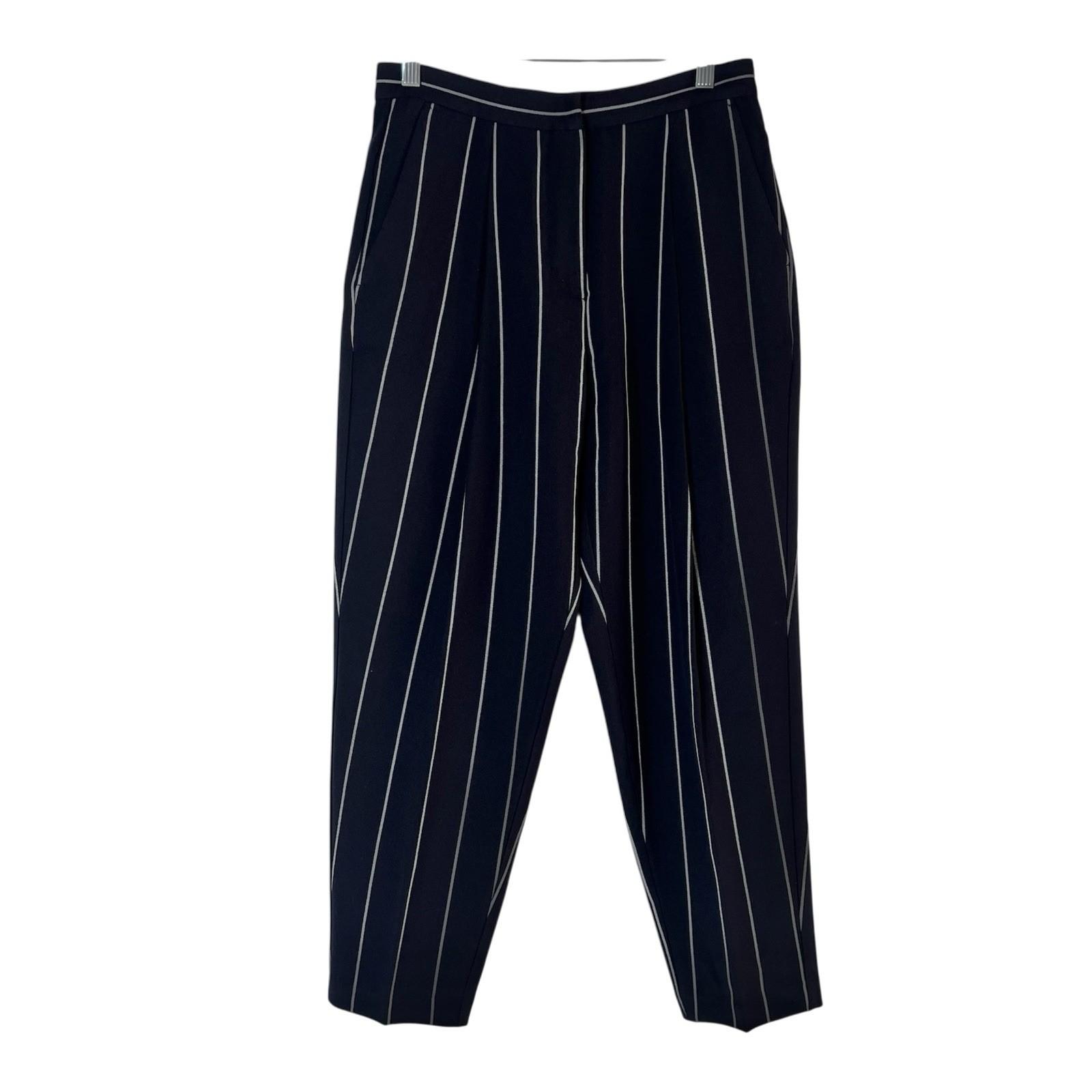 Habitual High Waisted Cut out Pants Size 8 Navy Blue Striped Ankle Trousers