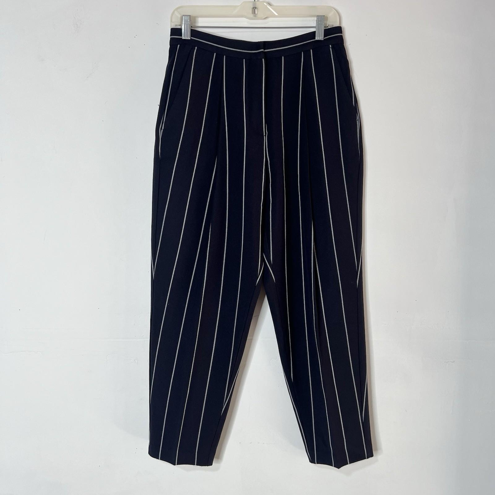 Habitual High Waisted Cut out Pants Size 8 Navy Blue Striped Ankle Trousers