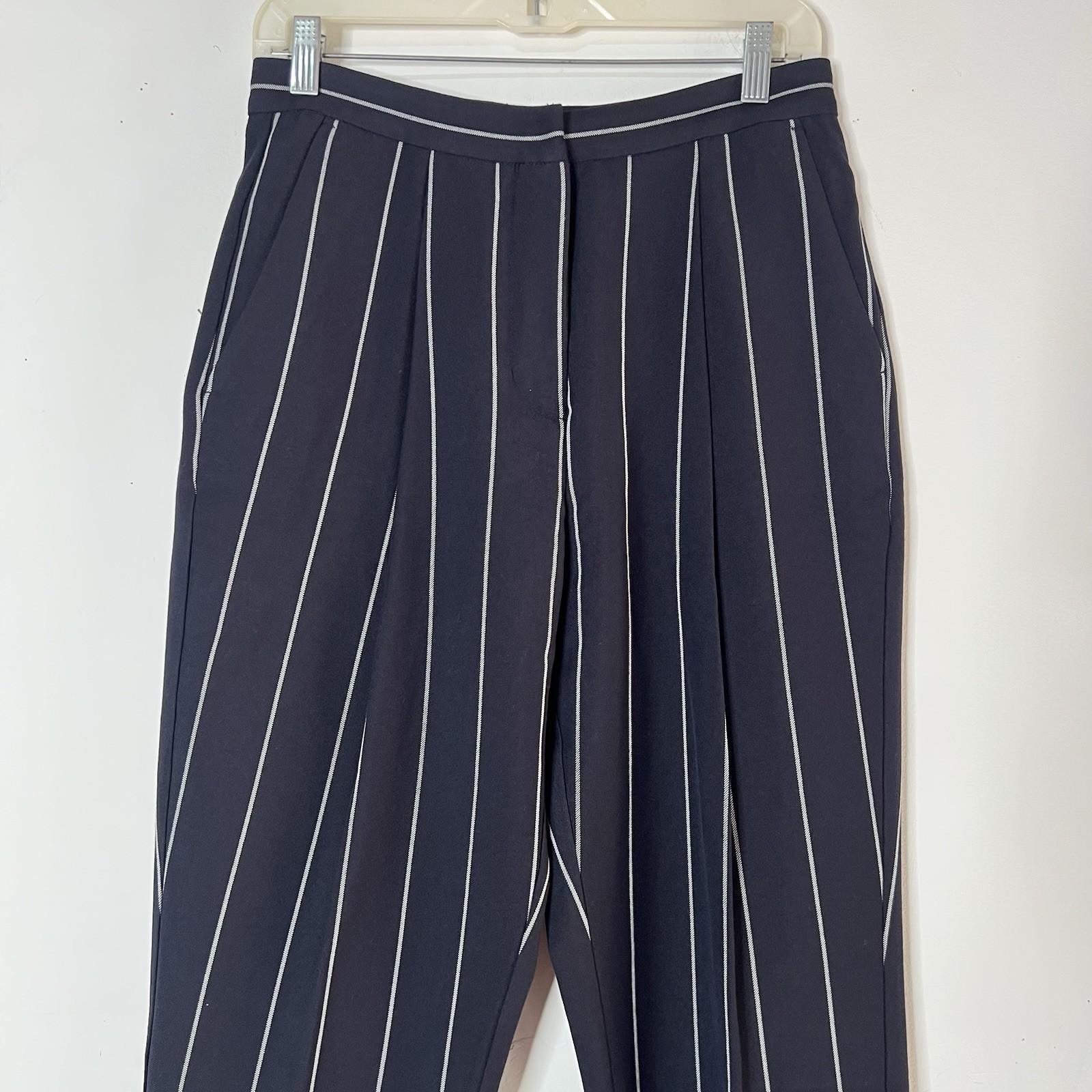 Habitual High Waisted Cut out Pants Size 8 Navy Blue Striped Ankle Trousers