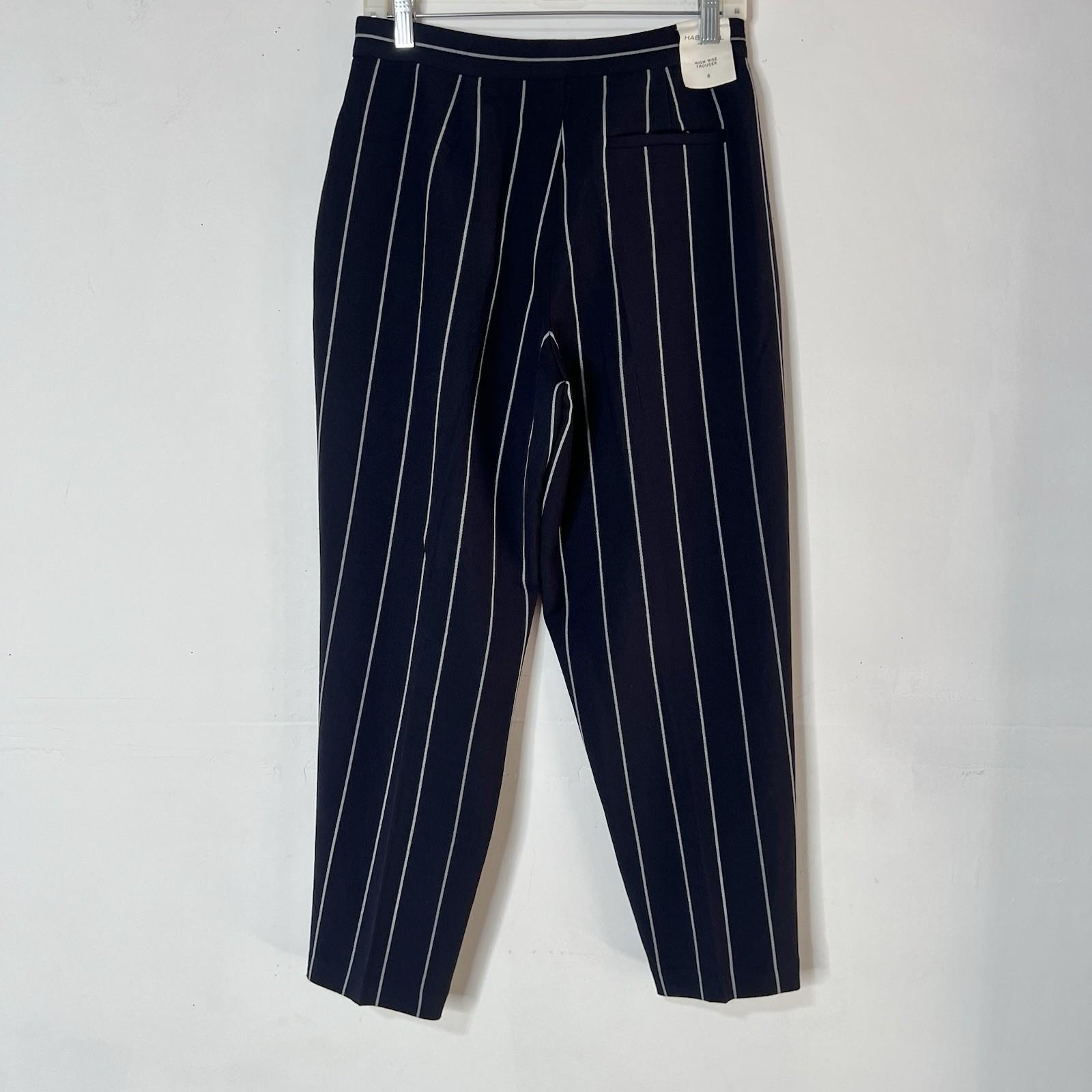 Habitual High Waisted Cut out Pants Size 8 Navy Blue Striped Ankle Trousers