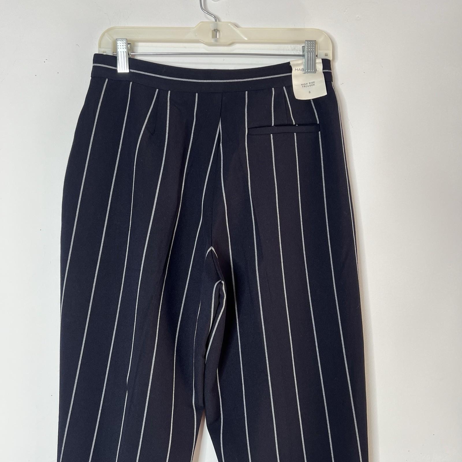 Habitual High Waisted Cut out Pants Size 8 Navy Blue Striped Ankle Trousers