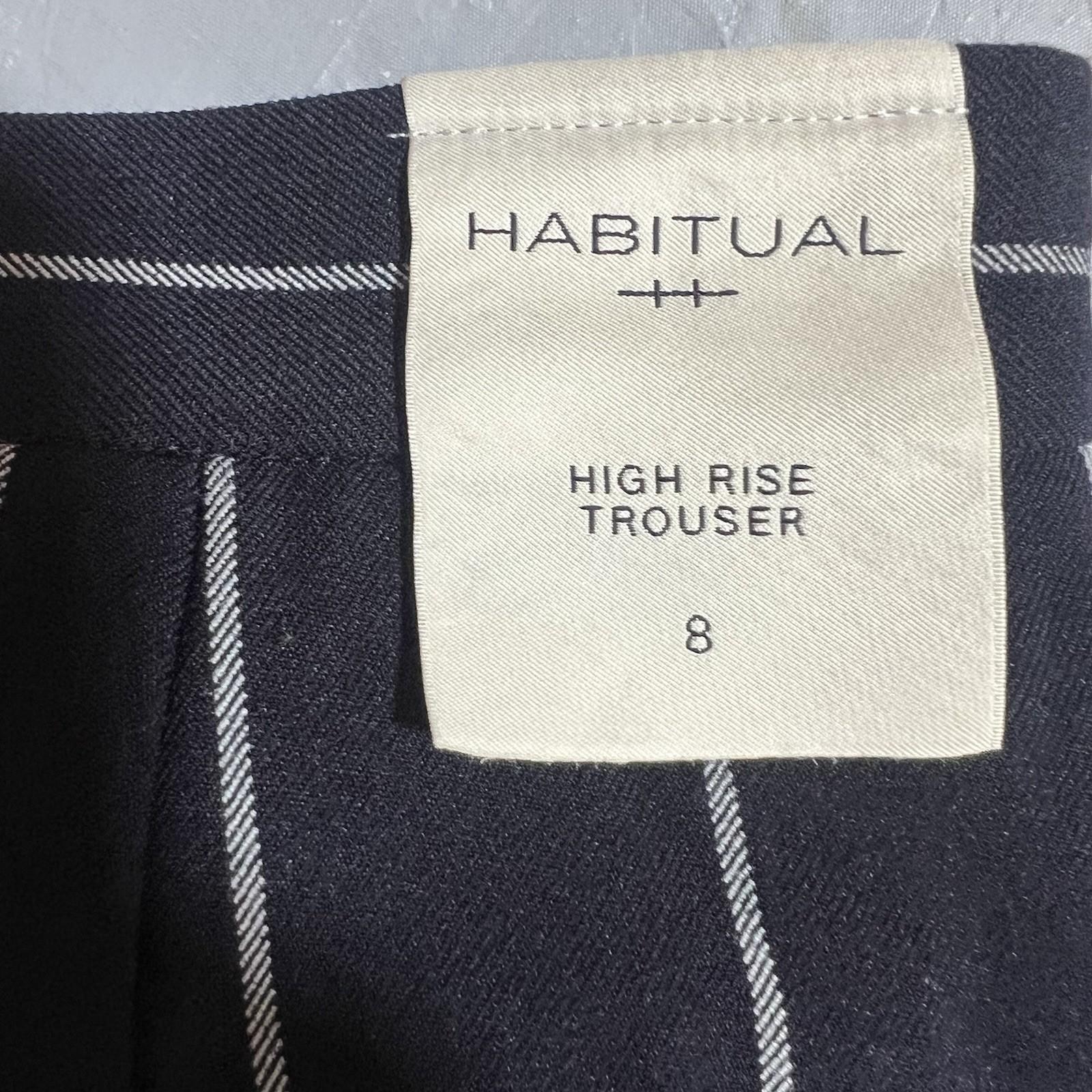 Habitual High Waisted Cut out Pants Size 8 Navy Blue Striped Ankle Trousers
